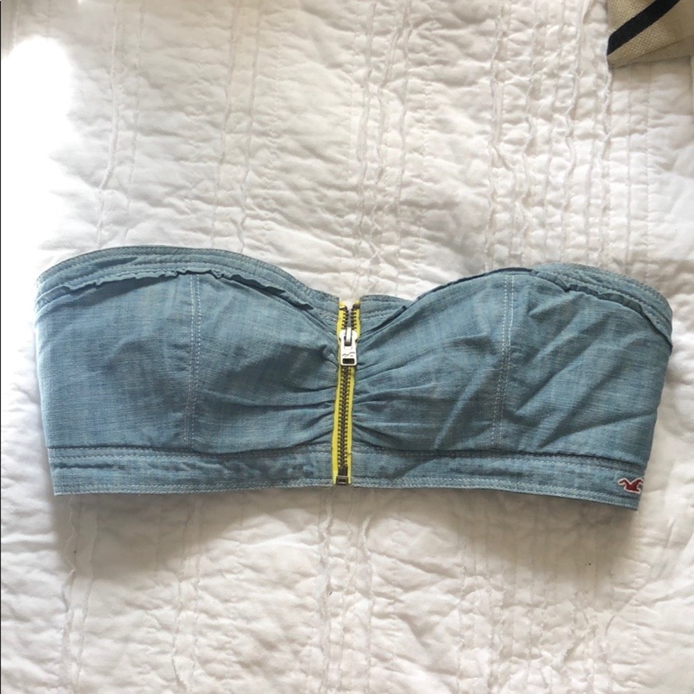 Denim/Floral zipper top